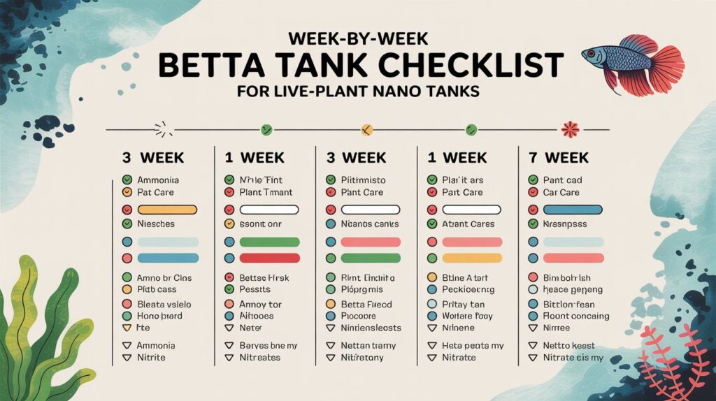 Week-by-Week Betta Tank Cycling Checklist for Live-Plant Nano Tanks